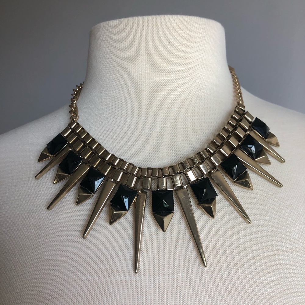 Statement Choker Gold & Black Spike Chain